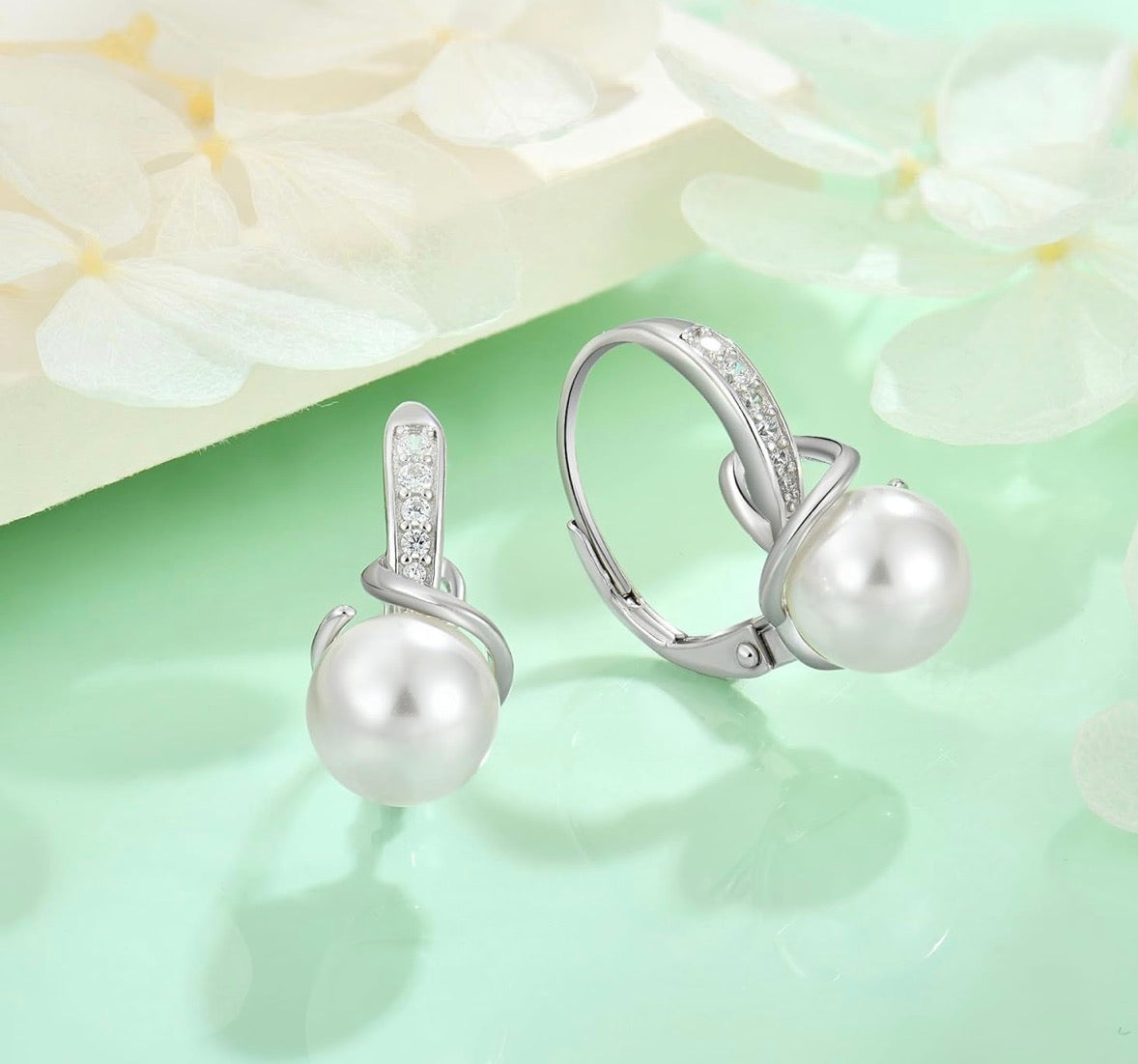 Pearl Leverback Earrings 925 Sterling Silver
