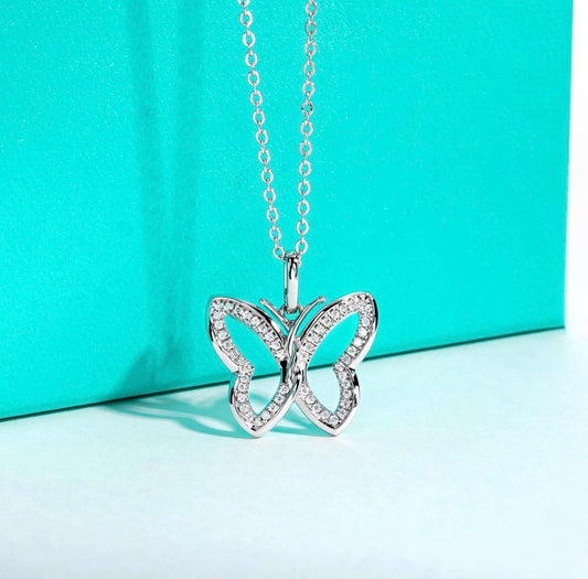 Moissanite Necklace D Color VVS1 925 Sterling Silver butterfly Certificate