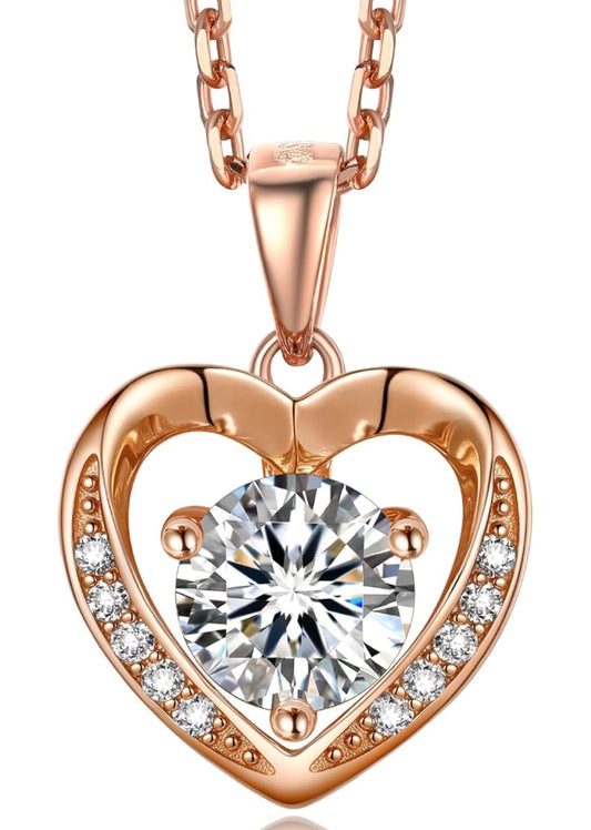 1 Ct Heart Necklace for Women Moissanite 925 Sterling Silver