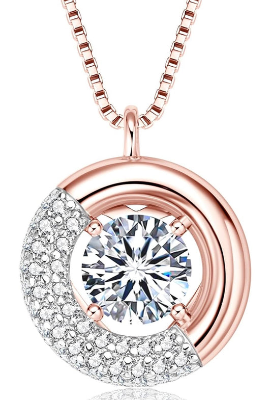 Moissanite Necklaces for Women, 925 Sterling Silver 1 Carat D Color Lab-Created Simulated-diamond Pendant.