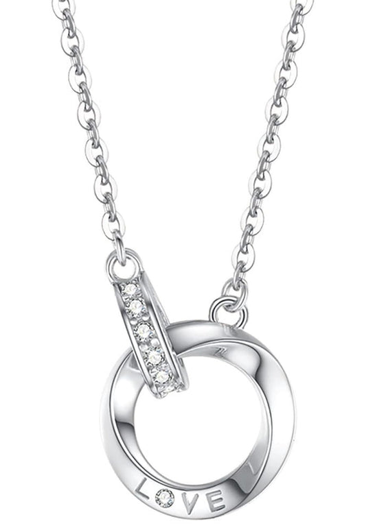 18k White Gold Mobius Ring Necklace, Moissanite Love Necklace,