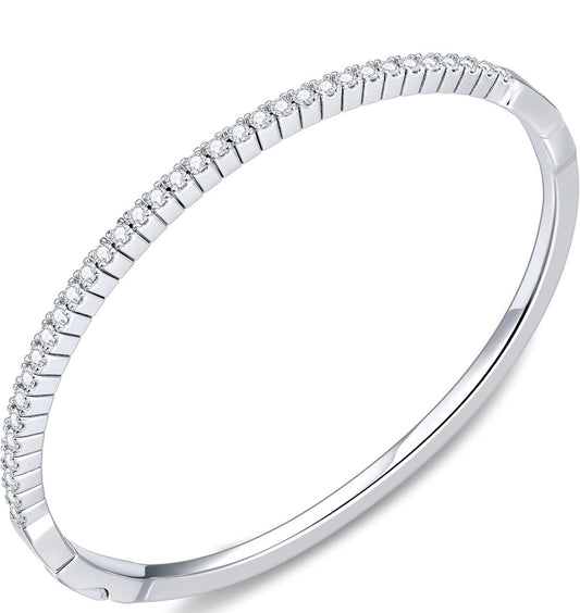 14K Gold Moissanite Bangle Bracelets for Women, 1 Carat D Color VVS1 Clarity 3EX Cut S925 Sterling Silver