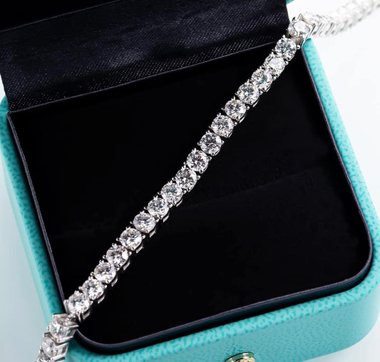 11.1CT-32CT Moissanite Tennis Bracelet 925 Sterling Silver Round Cut 4MM/6.5MM D Color VVS1 Moissanites Classic Bracelets