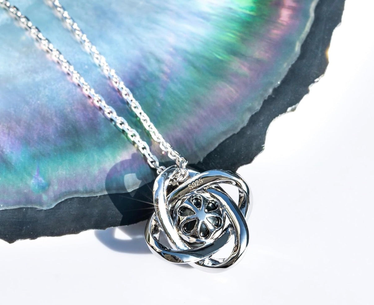 Genuine Tahitian Black Pearl with Moissanite Heart Pendant Necklace Black Pearls Sterling Silver