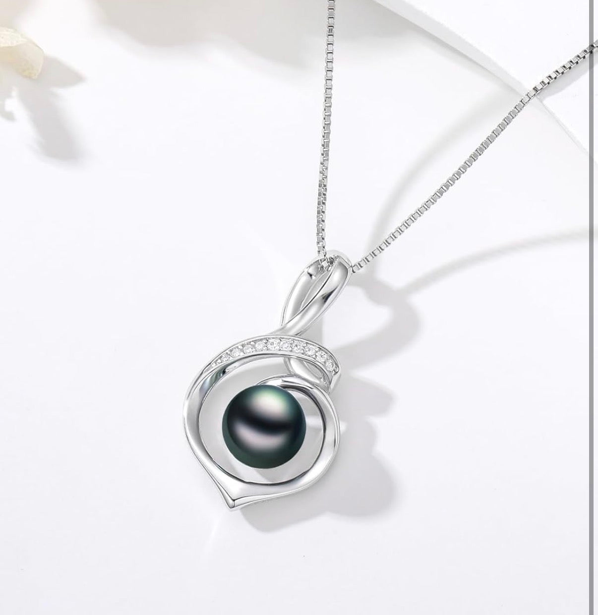 Tahitian Black Pearl AAAA 18K Gold Plated Sterling Silver Pendant Necklace for Women