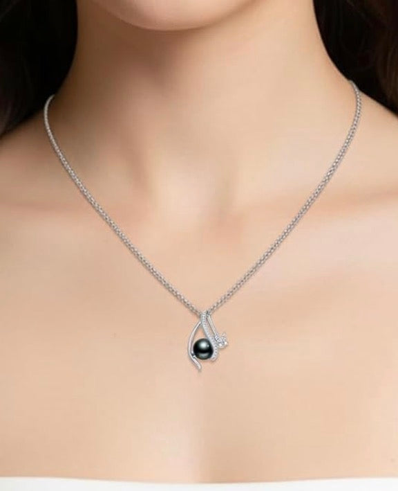 Tahitian Black Pearl AAAA 18K Gold Plated Sterling Silver Pendant Necklace for Women