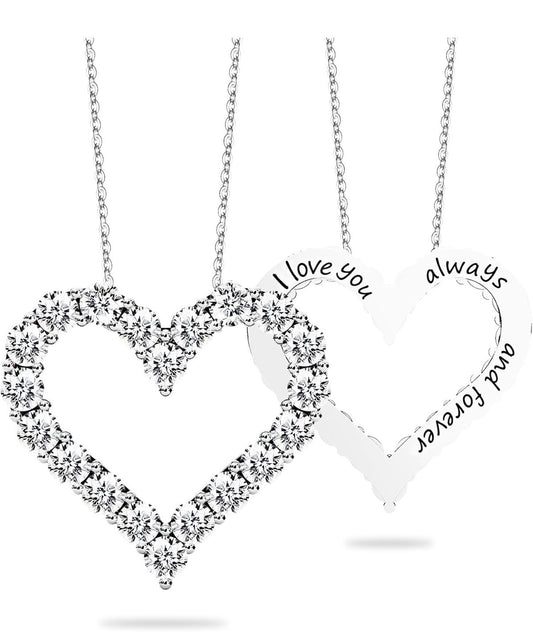 1.3 Ct Heart Pendant Necklace for Her Moissanite Lab-Created Gem Jewelry for Women I Love You S925 Sterling Silver .
