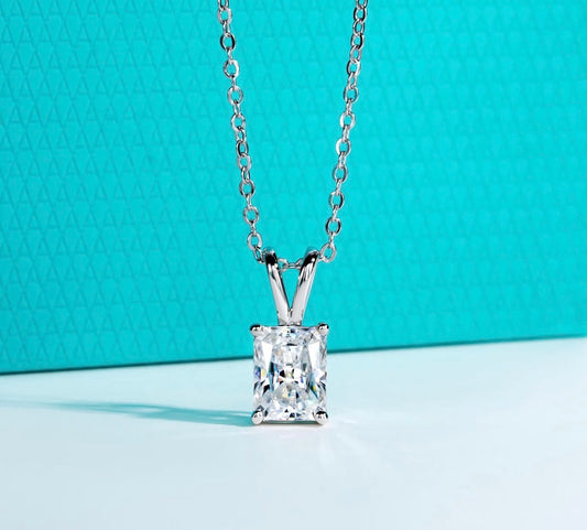 Moissanite Radiant Cut Pendant Necklace 5CT D Color VVS1 925 Sterling Silver