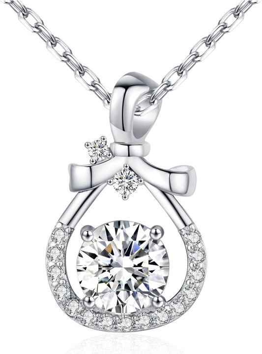 Moissanite Pendant Necklace for Women 925 Sterling Silver 1 Carat