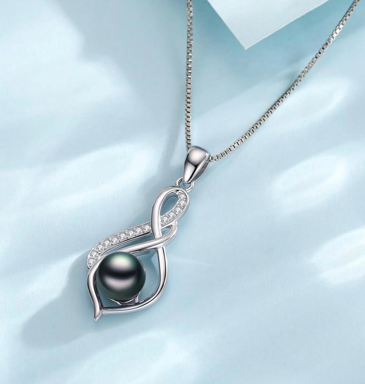 Tahitian Black Pearl AAAA 18K Gold Plated Sterling Silver Pendant Necklace for Women