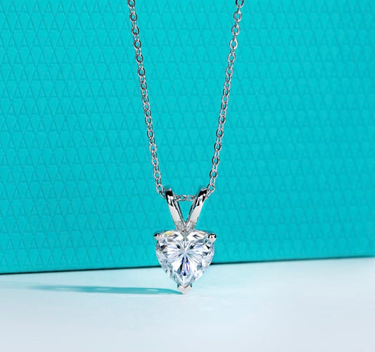 Moissanite Heart Cut Pendant Necklace 5CT D Color VVS1 925 Sterling Silver