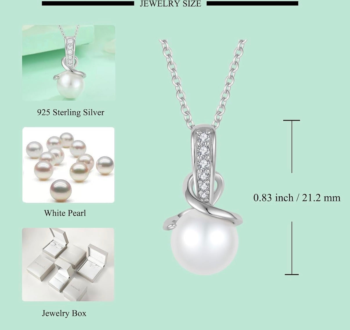 Pearl Pendant Necklace 925 Sterling Silver