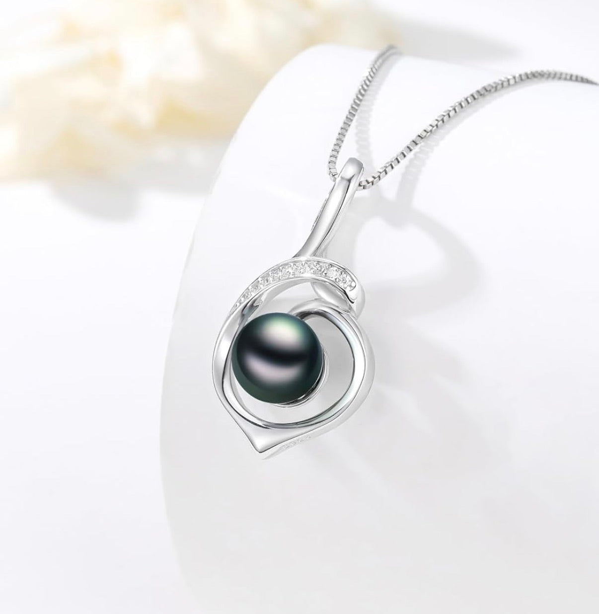 Tahitian Black Pearl AAAA 18K Gold Plated Sterling Silver Pendant Necklace for Women