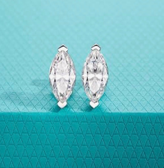 Moissanite Hoop Earrings Marquise cut 4 Carats D Color VVS1 925 Sterling Earrings with Certificate