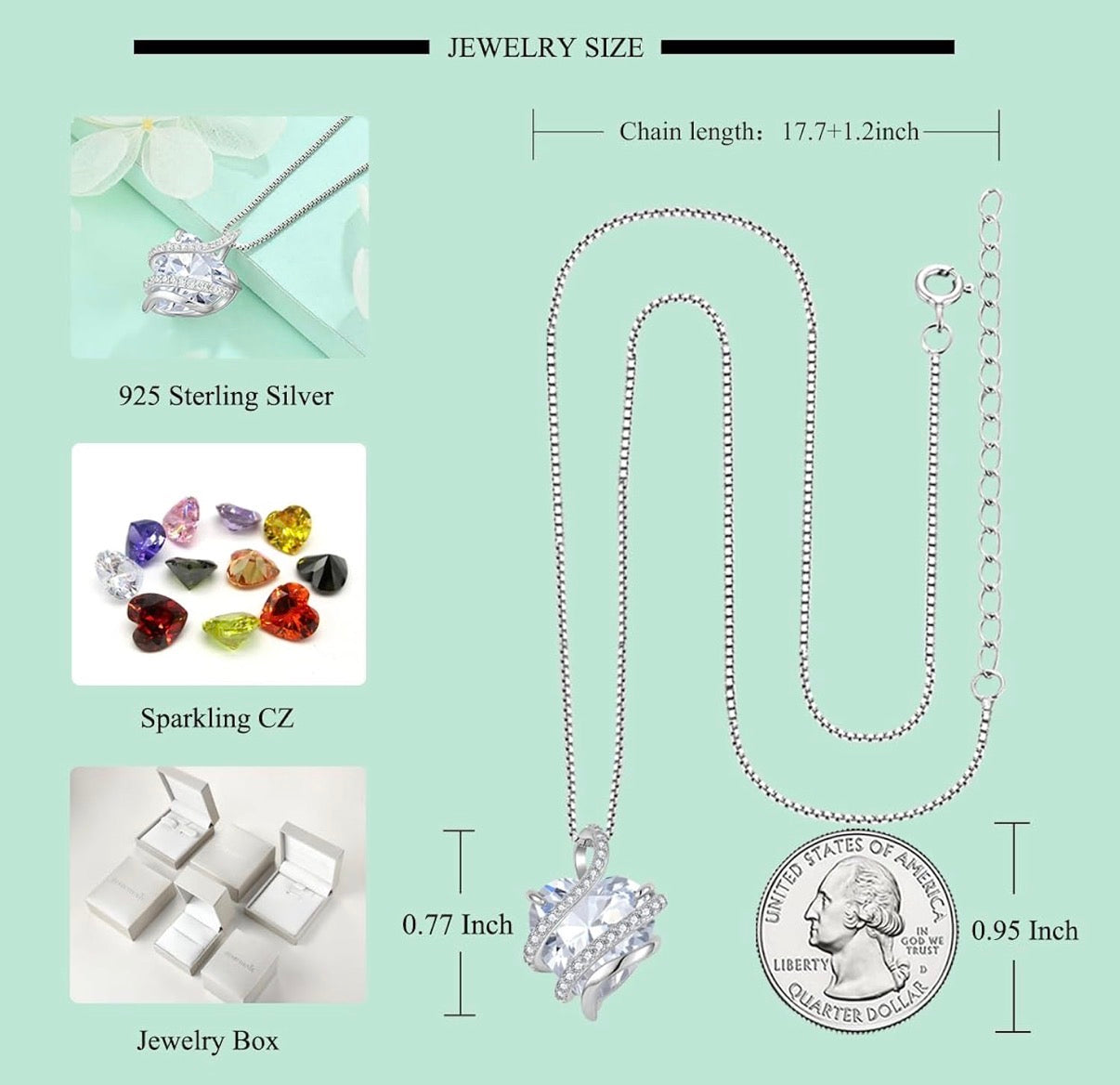 Heart Necklace 925 Sterling Silver Infinity Love Pendant
