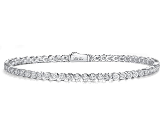 D Color VVS1 Clarity Moissanite Tennis Bracelet 1.21 Carat Solid 925 Sterling Silver, 5.5-7.5inch