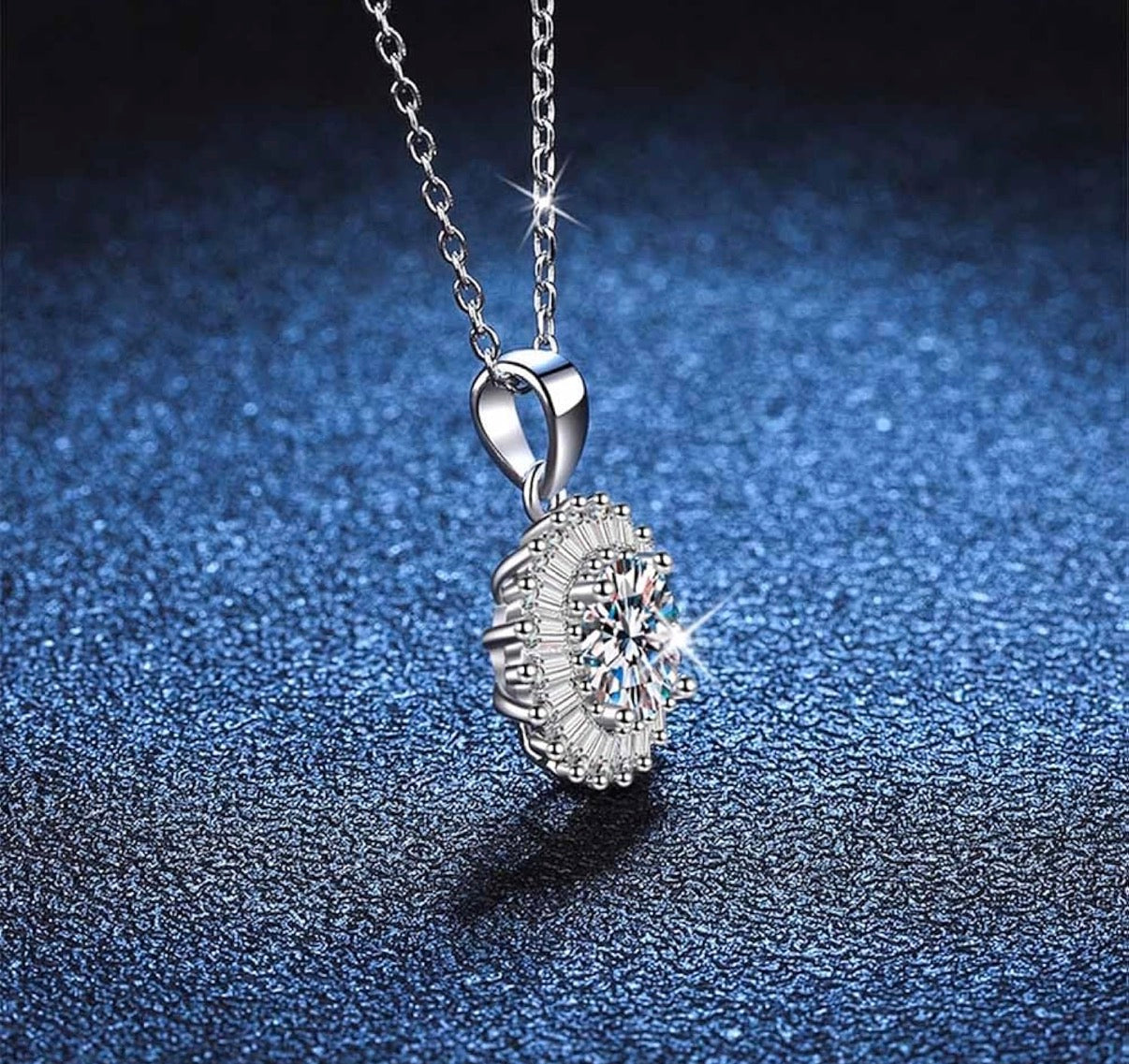 Beautiful 1 .0 Carat Moissanite Flower Pendant Necklace for Women, D Color VVS Clarity