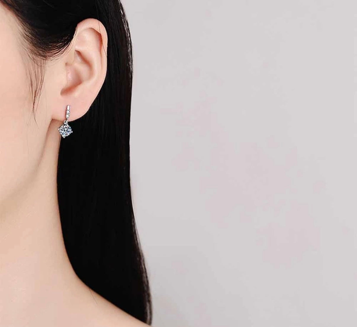 1Ct Moissanite Drop Hoop Earrings for Women 925 Sterling Silver, 1ct D Color VVS1