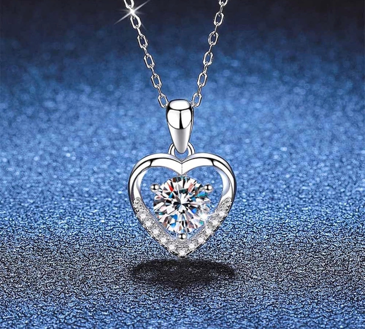 Beautiful 1 .0 Carat Moissanite Heart Cut Pendant Necklace for Women, D Color VVS Clarity