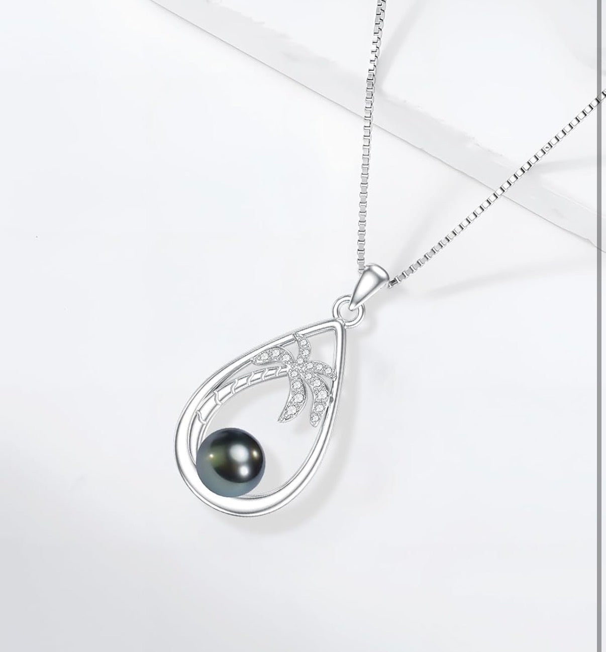 Tahitian Black Pearl AAAA 18K Gold Plated Sterling Silver Pendant Necklace for Women