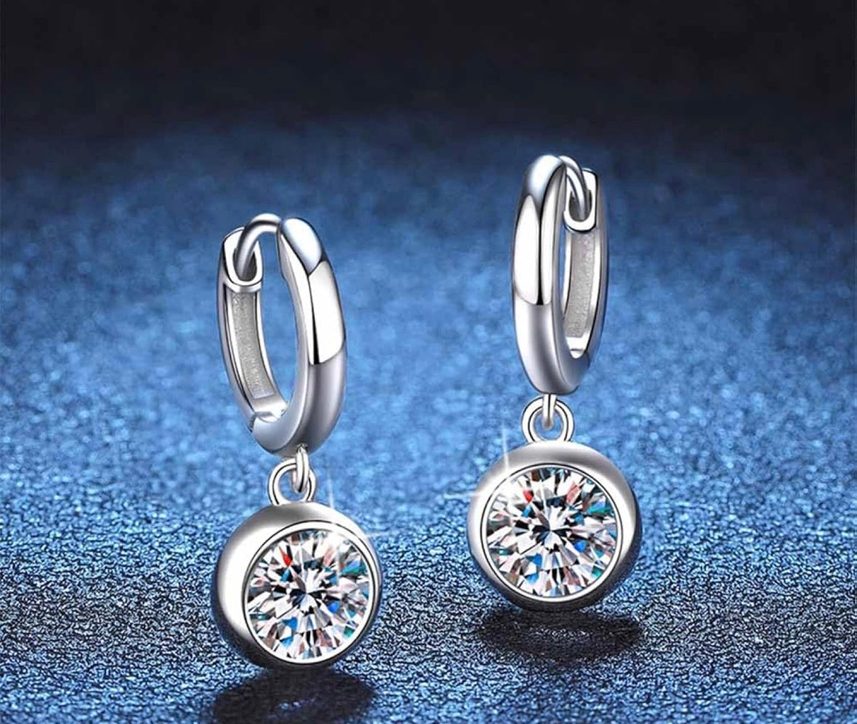 1Ct Moissanite Drop Hoop Earrings for Women 925 Sterling Silver, 1ct D Color VVS1
