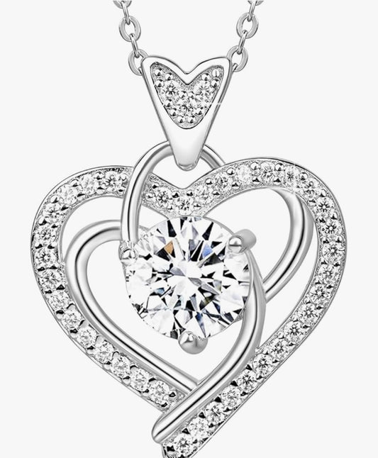 1 Ct Moissanite Pendant Necklace for Women – 925 Sterling Silver for Women Heart Pendant, Dainty Silver.