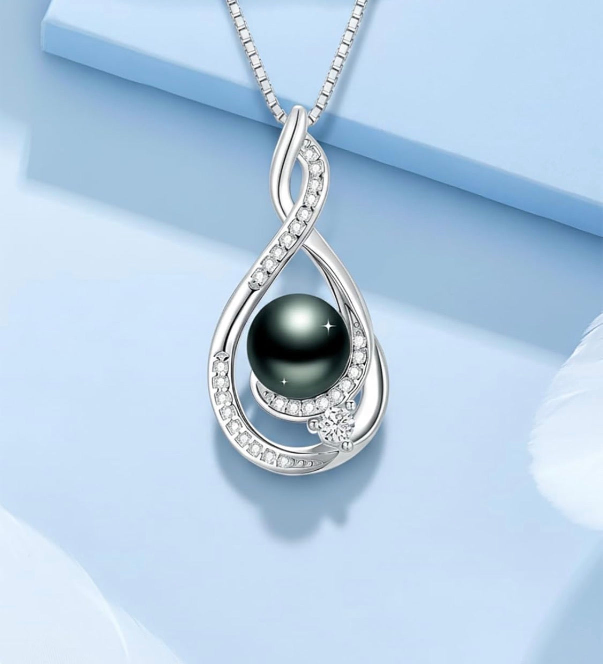Tahitian Black Pearl AAAA 18K Gold Plated Sterling Silver Pendant Necklace for Women