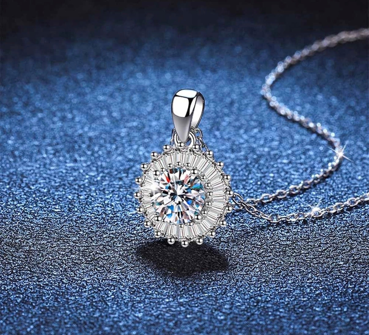 Beautiful 1 .0 Carat Moissanite Flower Pendant Necklace for Women, D Color VVS Clarity