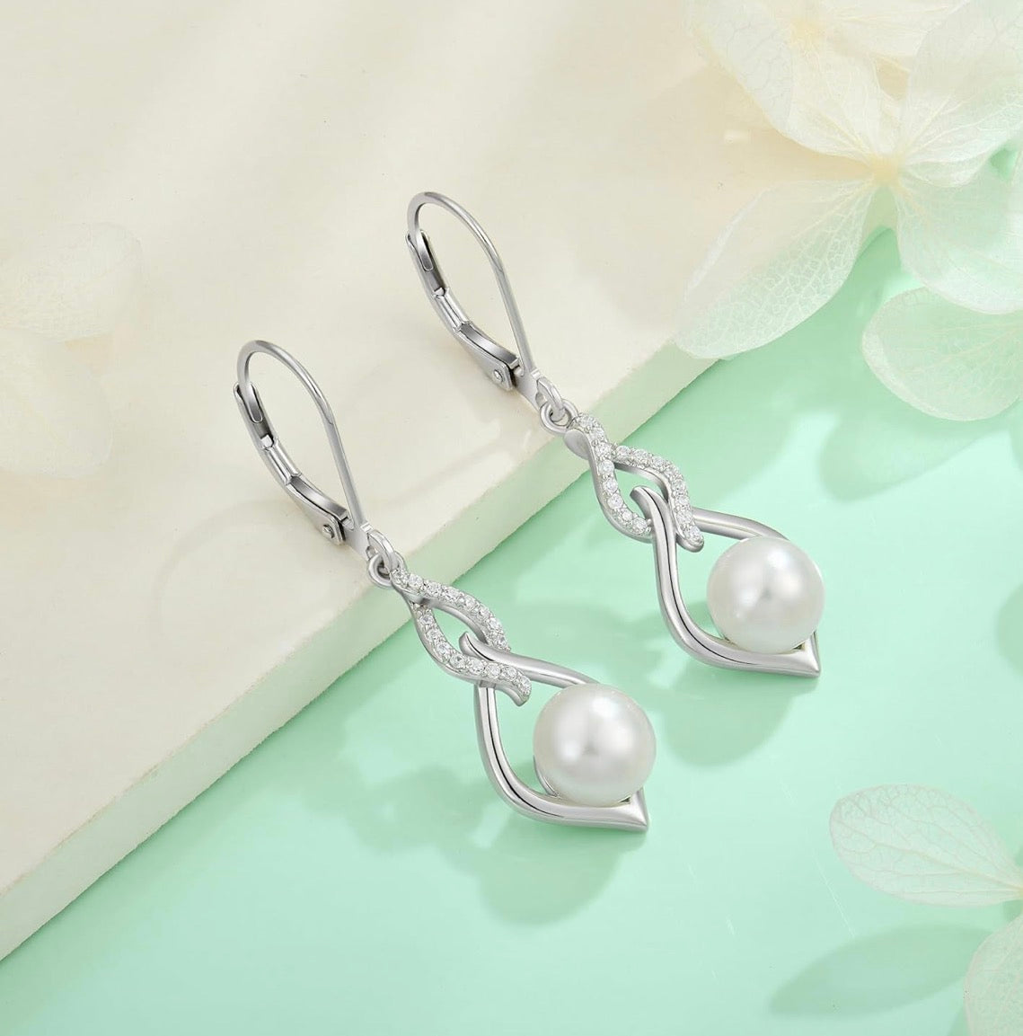 Pearl Dangle Drop Earrings 925 Sterling Silver