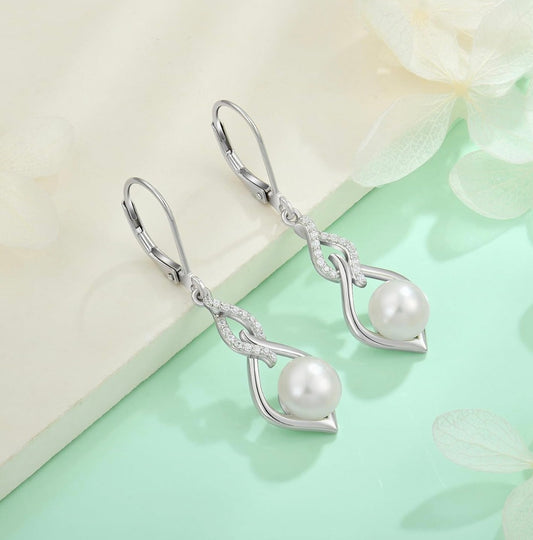 Pearl Dangle Drop Earrings 925 Sterling Silver