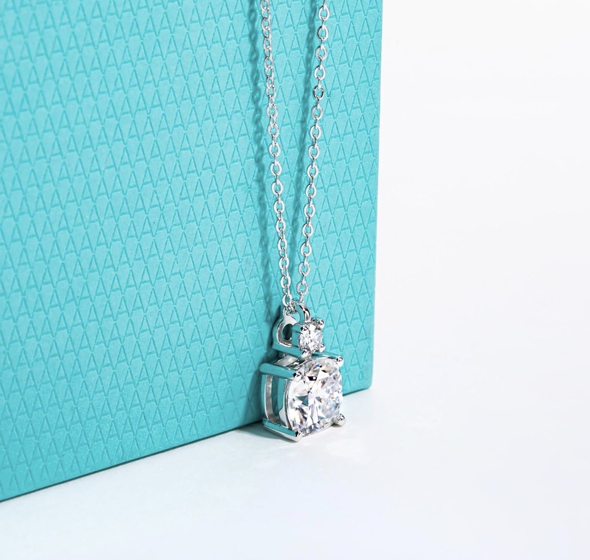 Cushion Cut 2 Ct Moissanite Pendant Necklace D Color VVS1 925 Sterling Silver