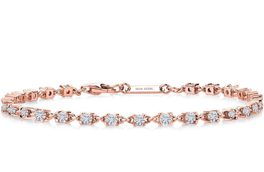 Moissanite Tennis Rose Gold Bracelet 925 Sterling Silver 1.76 Carat Round 2.5MM 7 Inch