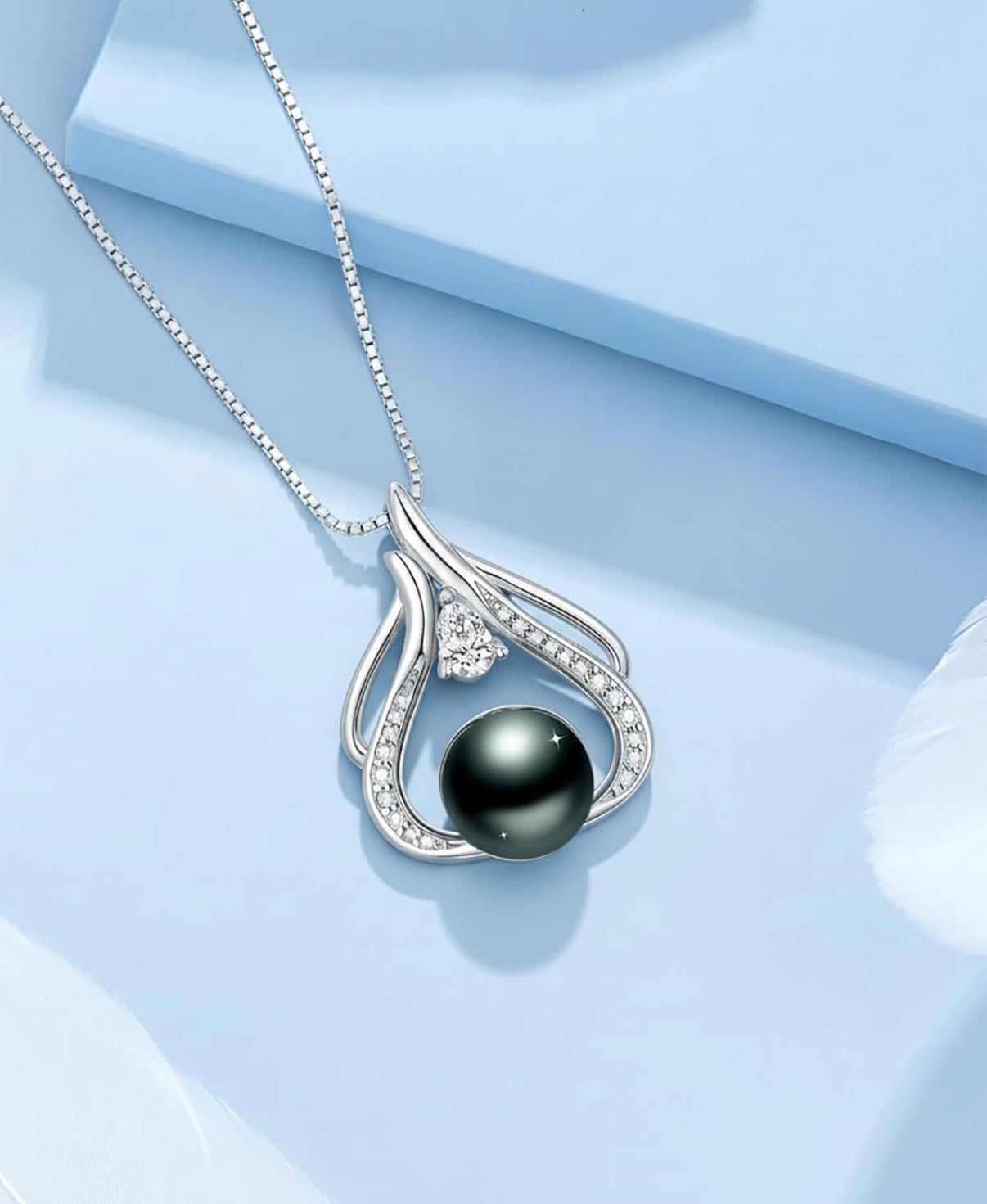 Tahitian Black Pearl AAAA 18K Gold Plated Sterling Silver Pendant Necklace for Women