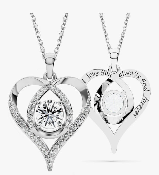 2.4 Ct Infinity Heart Classic Pendant Necklace Moissanite S925 Sterling Silver.