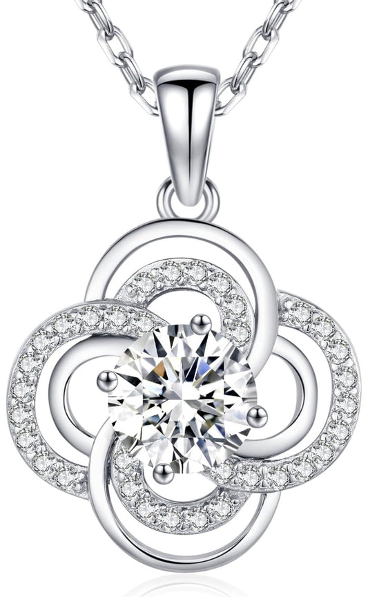 Moissanite Pendant Necklace for Women 925 Sterling Silver 1 Carat