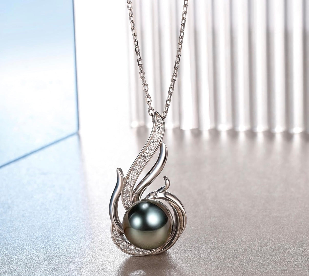 Pearl Necklaces for Women 10-11mm - Pearl Necklace Phoenix Pendant with 925 Sterling Silver 18" Chain