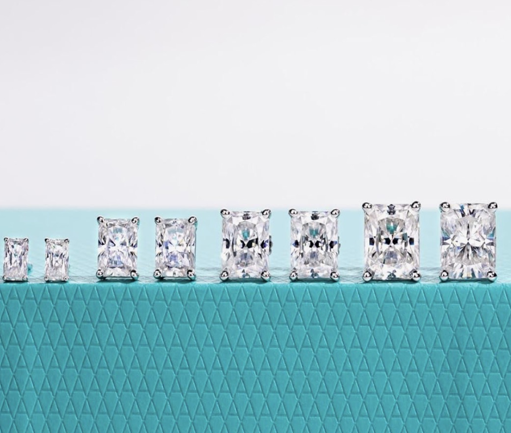 4cttw Radiant Cut Moissanite Stud Earrings D Color VVS1 926 Sterling Silver Timeless Sparkle Studs